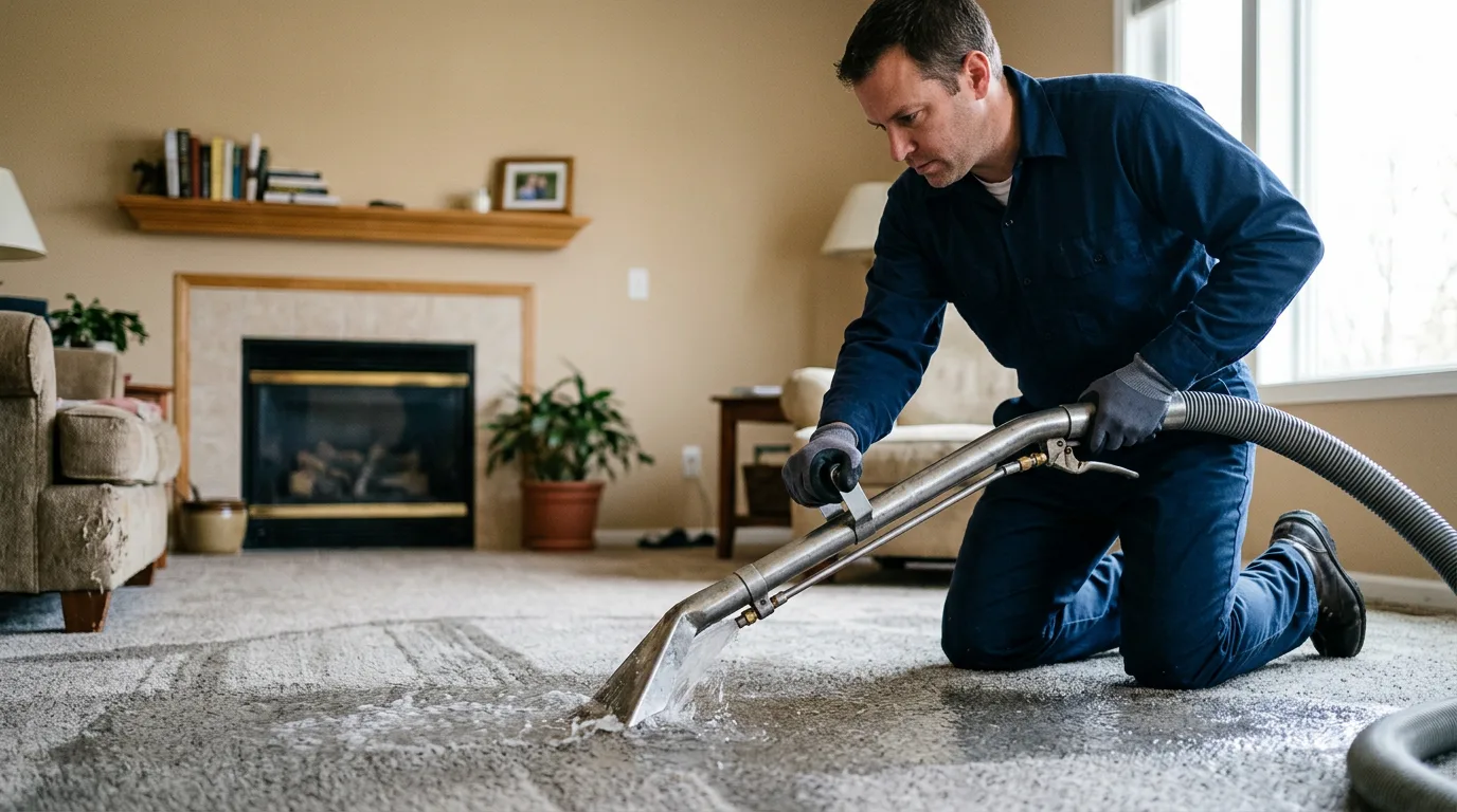 Water damage restoration technician working near Jacksonville, OH